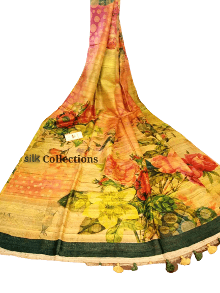 Handloom tussur silk digital pront saree SILK ZONE
