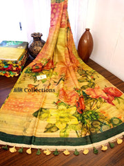 Handloom tussur silk digital pront saree SILK ZONE