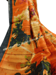 Pure Tussar Silk print saree