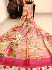 Handloom tussur silk digital print saree SILK ZONE