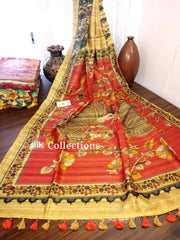 Handloom tussir silk digital print saree SILK ZONE