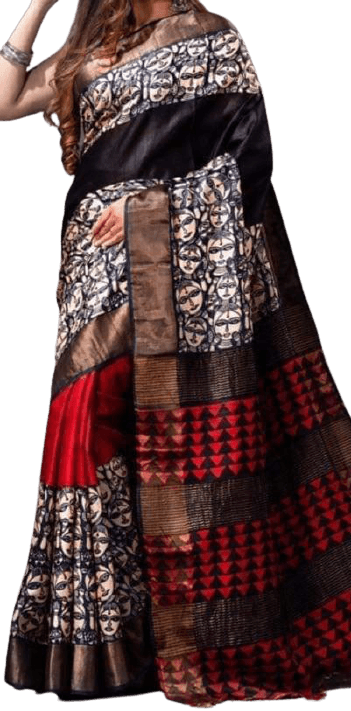 Pure Tussar Silk print saree
