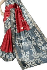 Pure Tussar Silk print saree