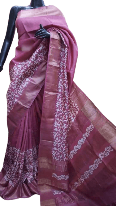 Pure Tussar Silk print saree