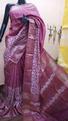 Pure Tussar Silk print saree