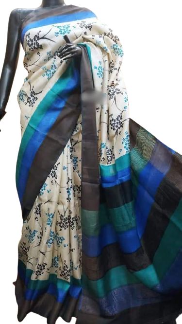 Pure Tussar Silk print saree