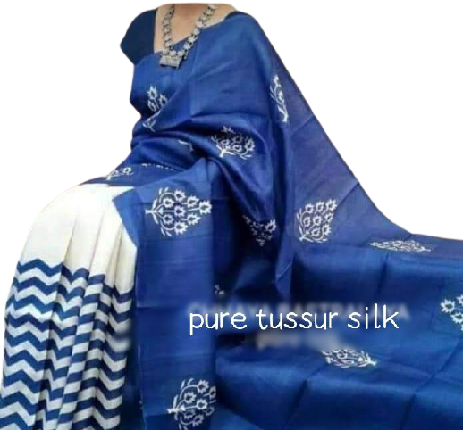 Pure Tussar Silk print saree