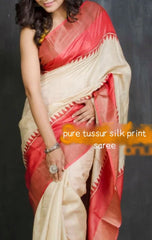 Pure Tussar Silk print saree