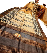 Pure Tussar Silk print saree