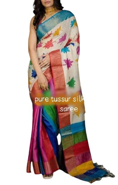 Pure Tussar Silk print saree