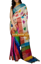 Pure Tussar Silk print saree