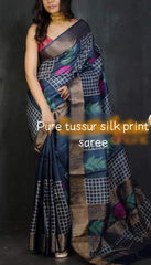 Pure Tussar Silk print saree