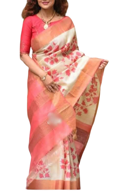 Pure Tussar Silk print saree