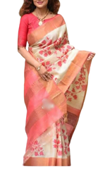 Pure Tussar Silk print saree