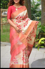 Pure Tussar Silk print saree