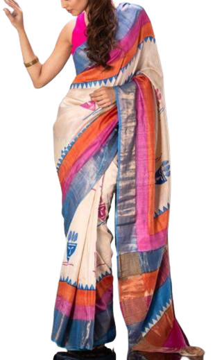 Pure Tussar Silk print saree