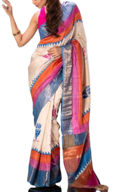 Pure Tussar Silk print saree