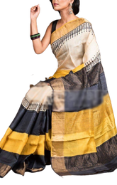 Pure Tussar Silk print saree