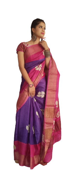 Pure Tussar Silk print saree