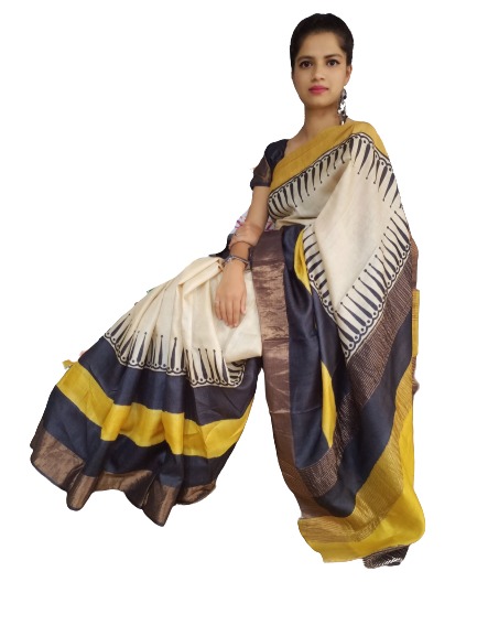 Pure Tussar Silk print saree