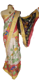 Pure Tussar Silk print saree
