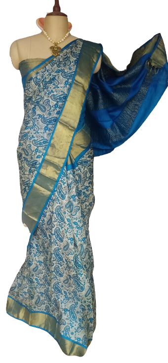 Pure Tussar Silk print saree