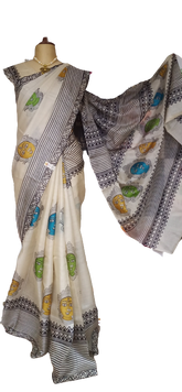 Pure Tussar Silk print saree