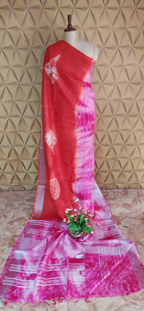 Linen shibori saree SILK ZONE