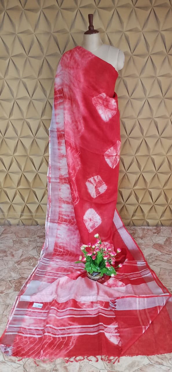 Linen shibori saree SILK ZONE