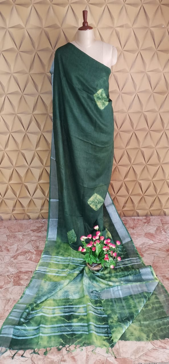 Linen shibori saree SILK ZONE