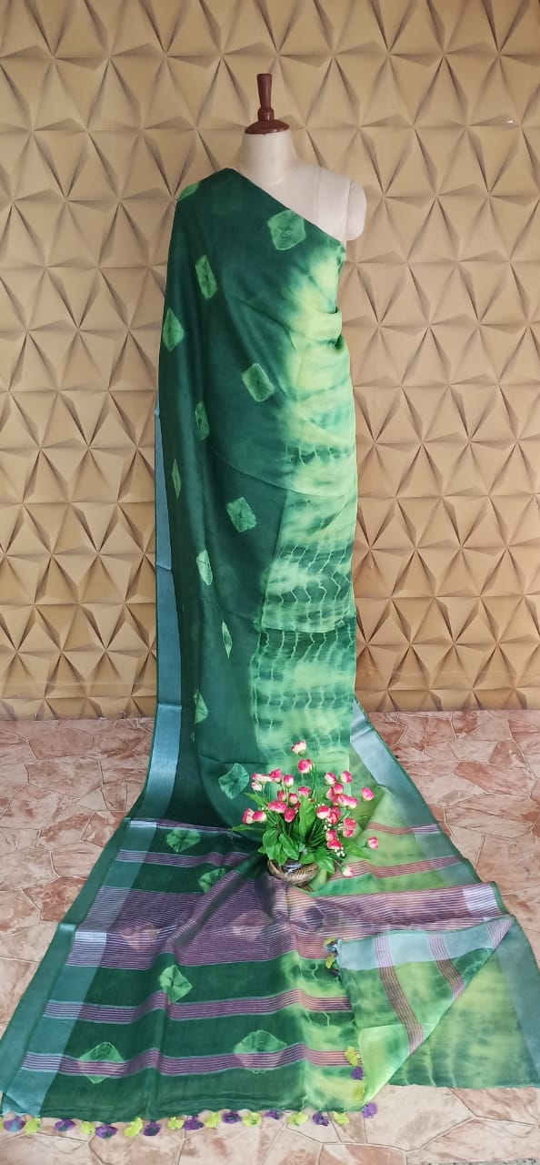 Linen shibori saree SILK ZONE