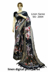Linen Digital Print Saree SILK ZONE