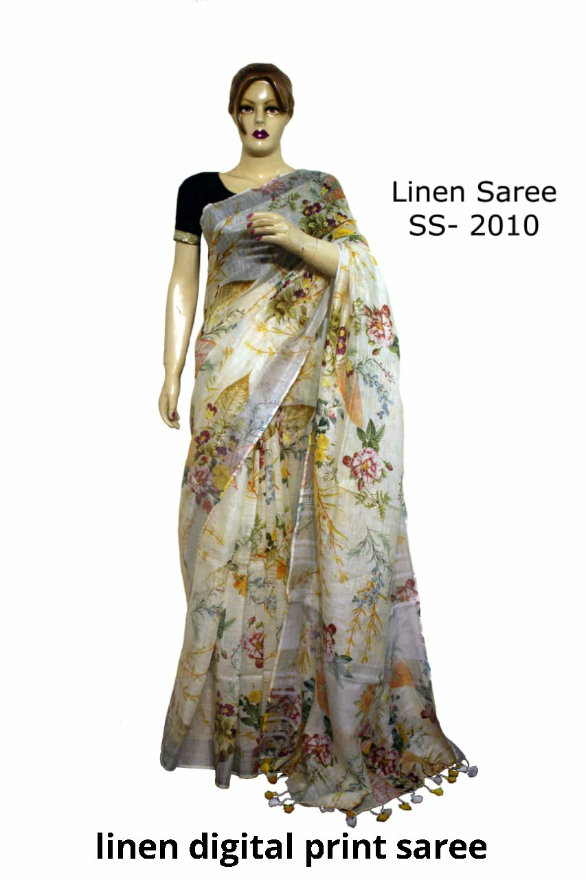 Linen Digital Print Saree SILK ZONE