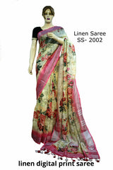 Linen Digital Print Saree SILK ZONE