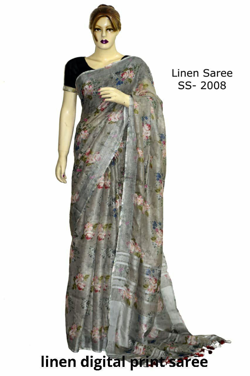 Linen Digital Print Saree SILK ZONE