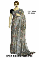 Linen Digital Print Saree SILK ZONE