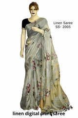 Linen Digital Print Saree SILK ZONE
