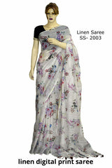 Linen Digital Print Saree SILK ZONE