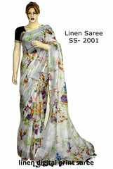 Linen Digital Print Saree SILK ZONE