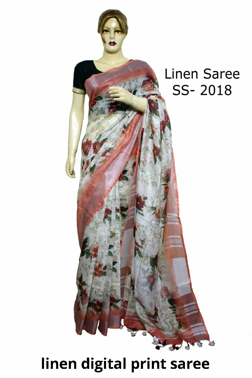Linen Digital Print Saree SILK ZONE