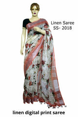 Linen Digital Print Saree SILK ZONE