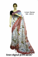 Linen Digital Print Saree SILK ZONE