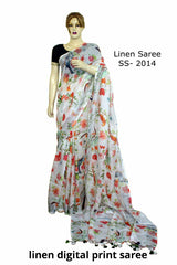 Linen Digital Print Saree SILK ZONE