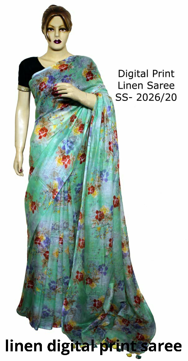 Linen Digital Print Saree SILK ZONE