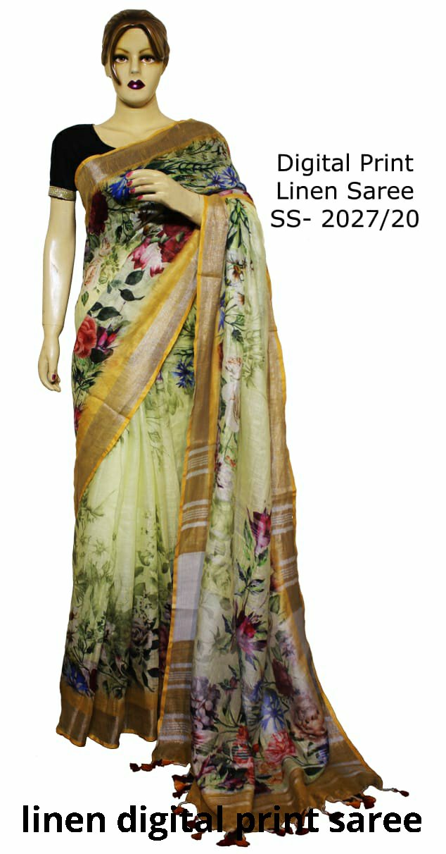 Linen Digital Print Saree SILK ZONE