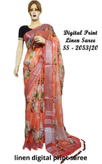 Linen Digital Print Saree SILK ZONE