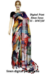 Linen Digital Print Saree SILK ZONE