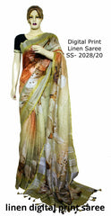 Linen Digital Print Saree SILK ZONE