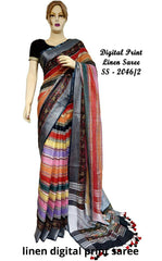 Linen Digital Print Saree SILK ZONE