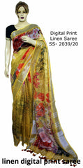 Linen Digital Print Saree SILK ZONE